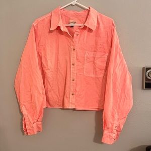 Women's Long Sleeve Button-Down Cropped Shirt
